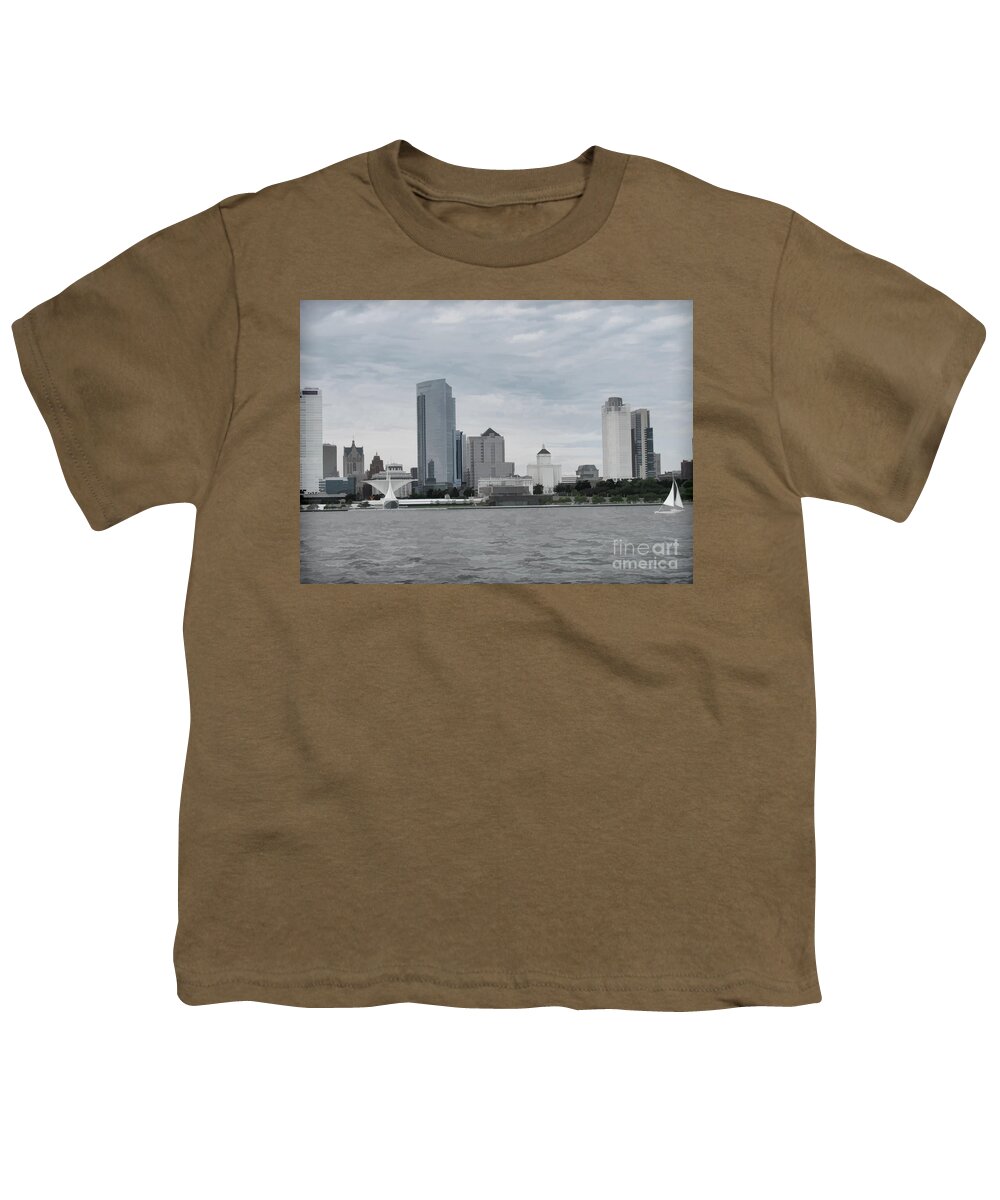 Lake Michigan Youth T-Shirt featuring the photograph Milwaukee from the Water Two by Roberta Byram