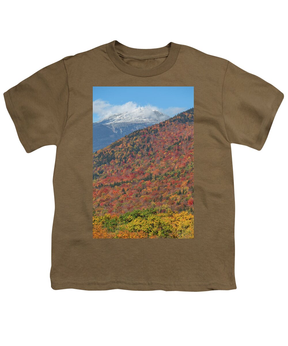 Mount Youth T-Shirt featuring the photograph Mount Washington First Autumn Snow by White Mountain Images