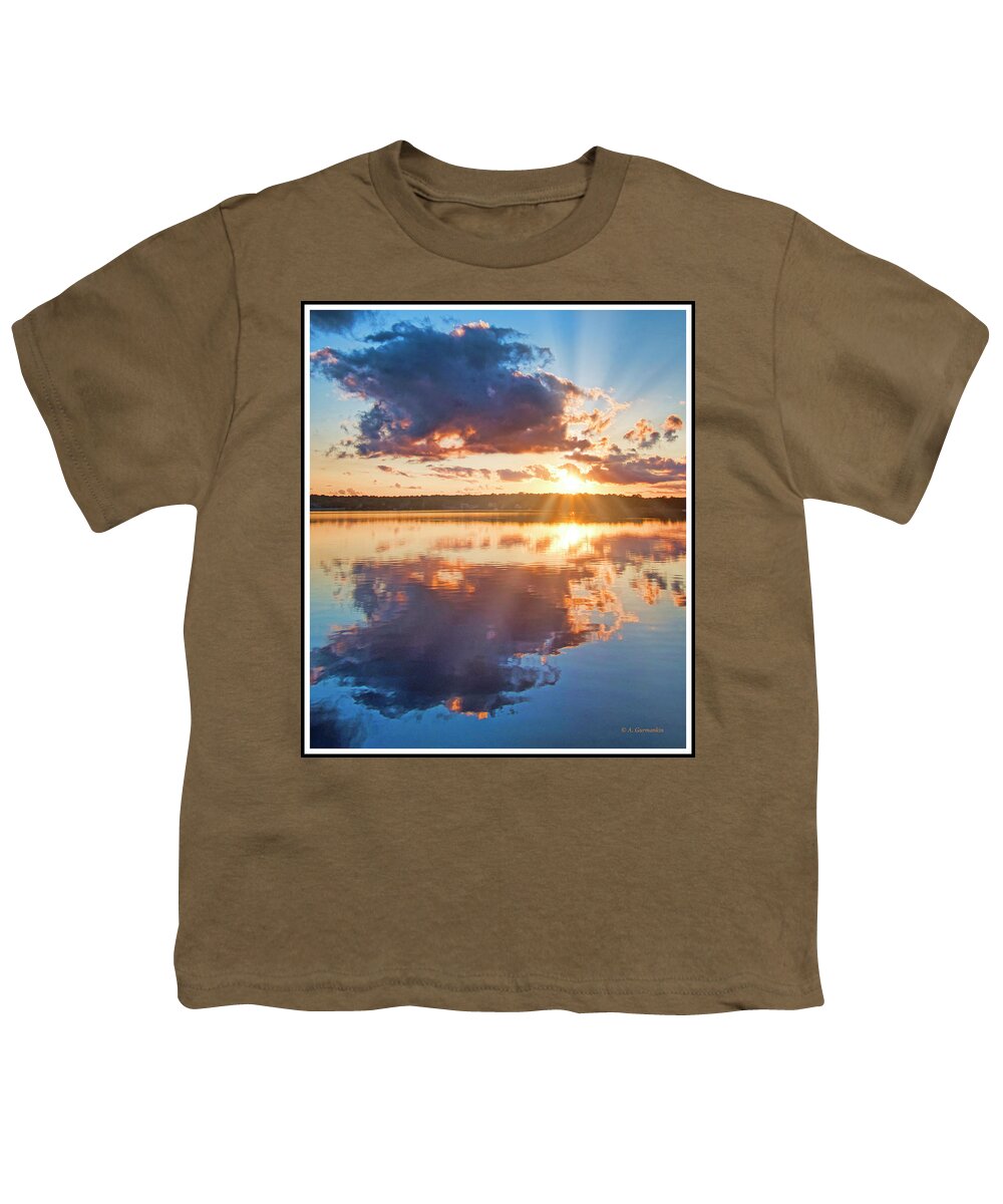 Crepuscular Rays Youth T-Shirt featuring the photograph Mountain Lake Sunset, Crepuscular Rays by A Macarthur Gurmankin