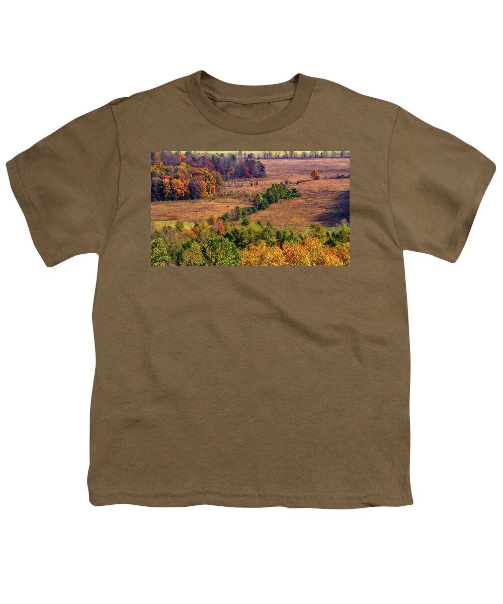 Cades Cove Youth T-Shirt featuring the photograph Mountain Valley Autumn by Marcy Wielfaert