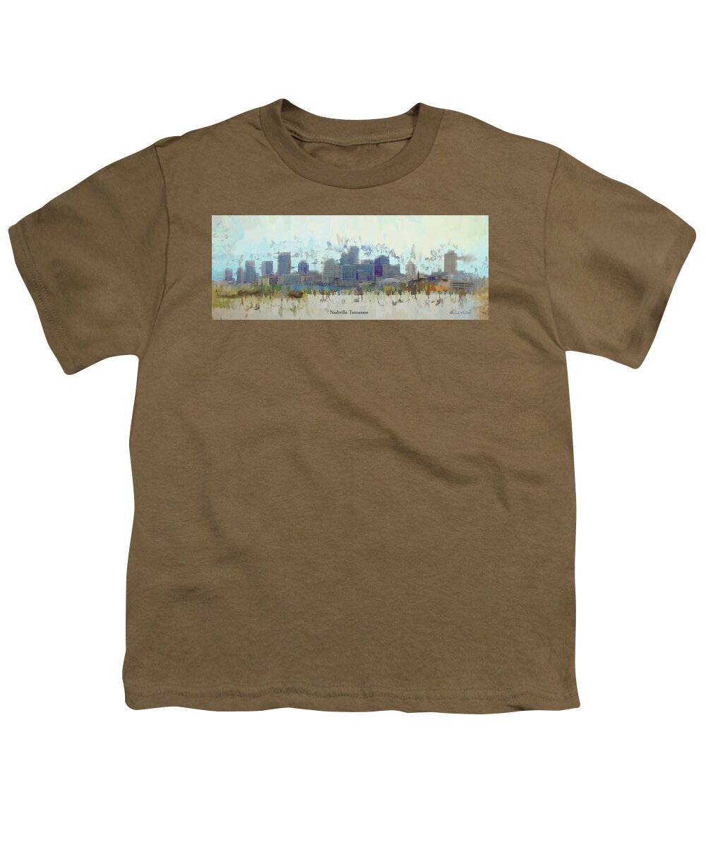 Nashville Youth T-Shirt featuring the digital art Nashville Skyline by Bonnie Willis