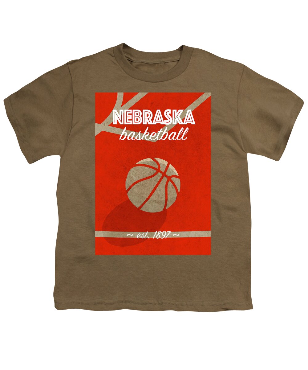 Nebraska Basketball College Retro Poster University Series Youth T- Shirt by Turnpike -
