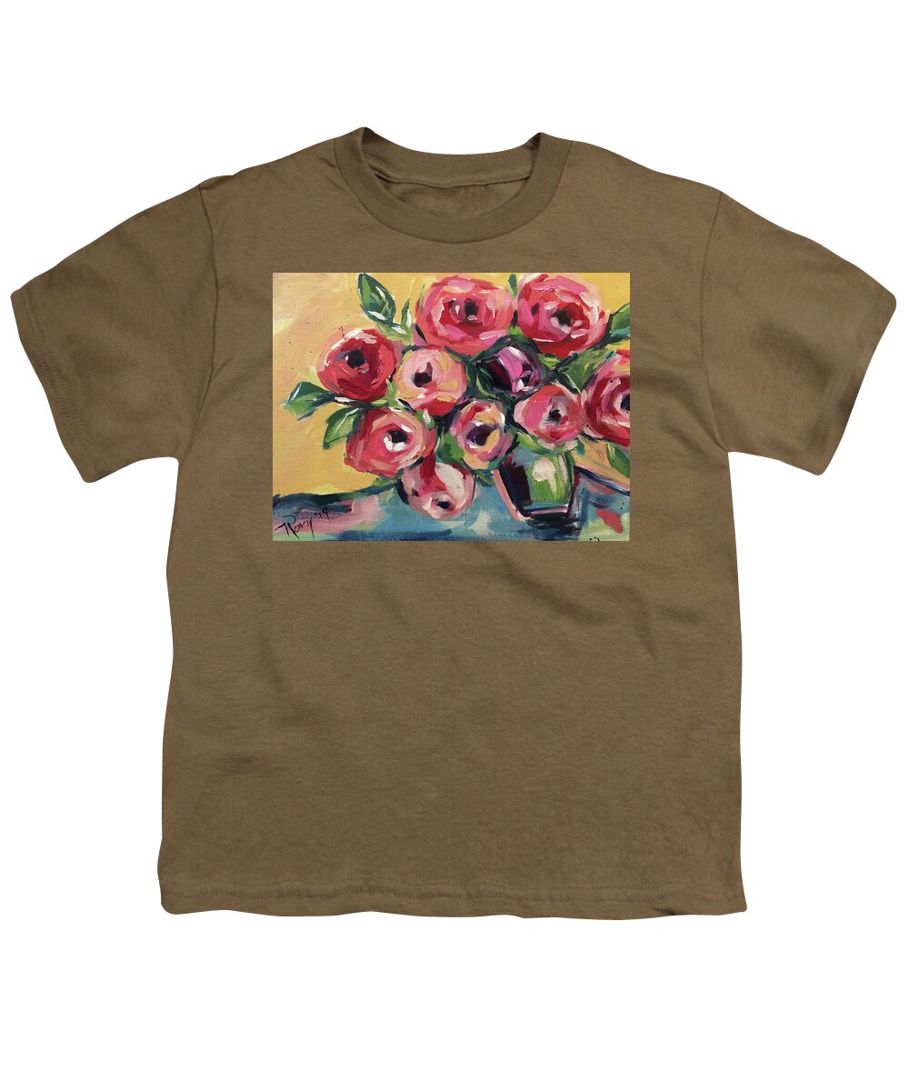 Roses Youth T-Shirt featuring the painting New Roses by Roxy Rich