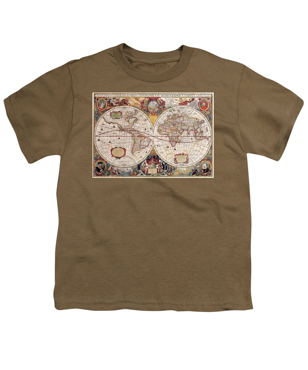 Classical Maps Youth T-Shirt featuring the painting Old Cartographic Map by Rolando Burbon