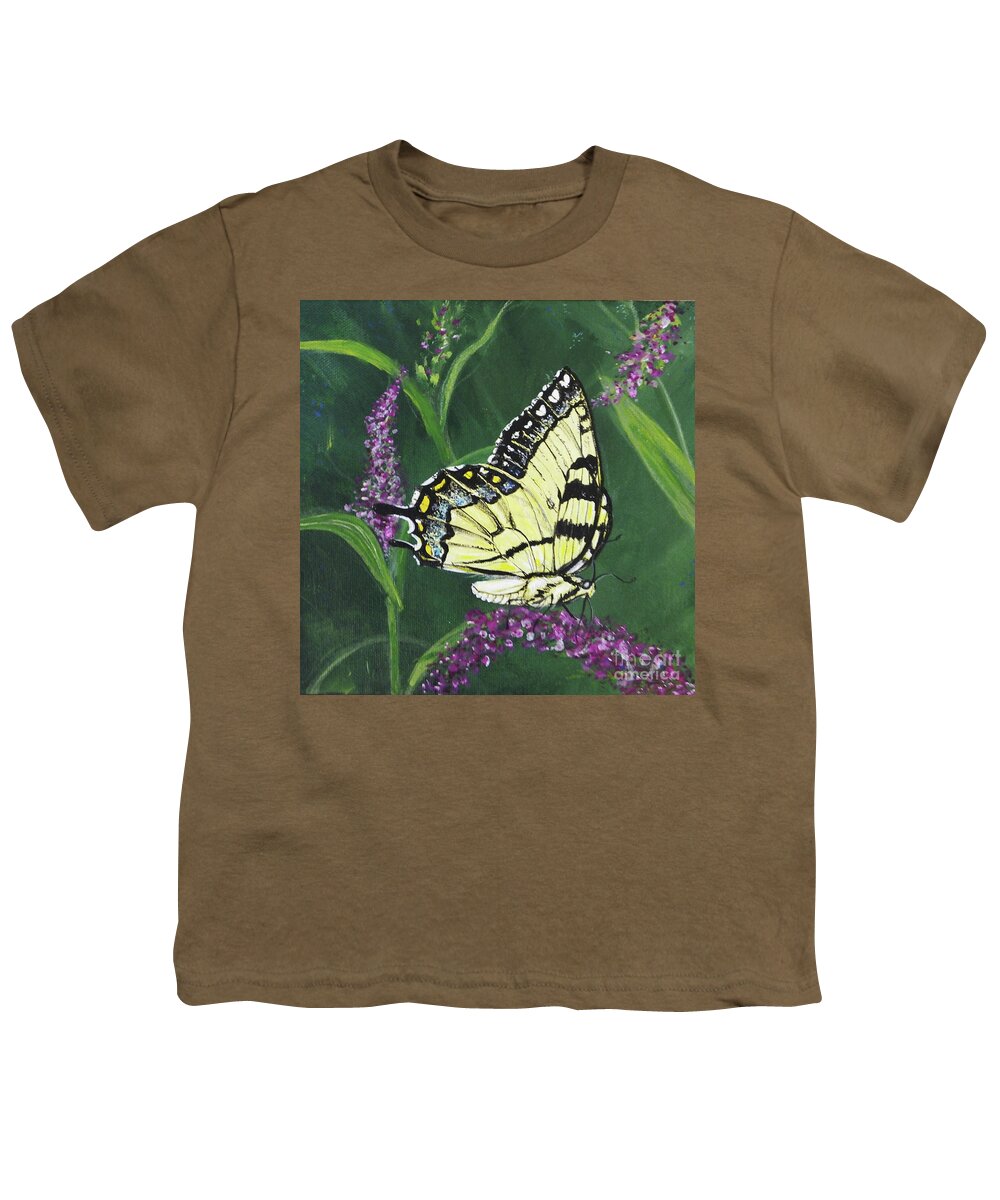 Painting Youth T-Shirt featuring the painting pa75 Yellow Swallowtail by Lizi Beard-Ward