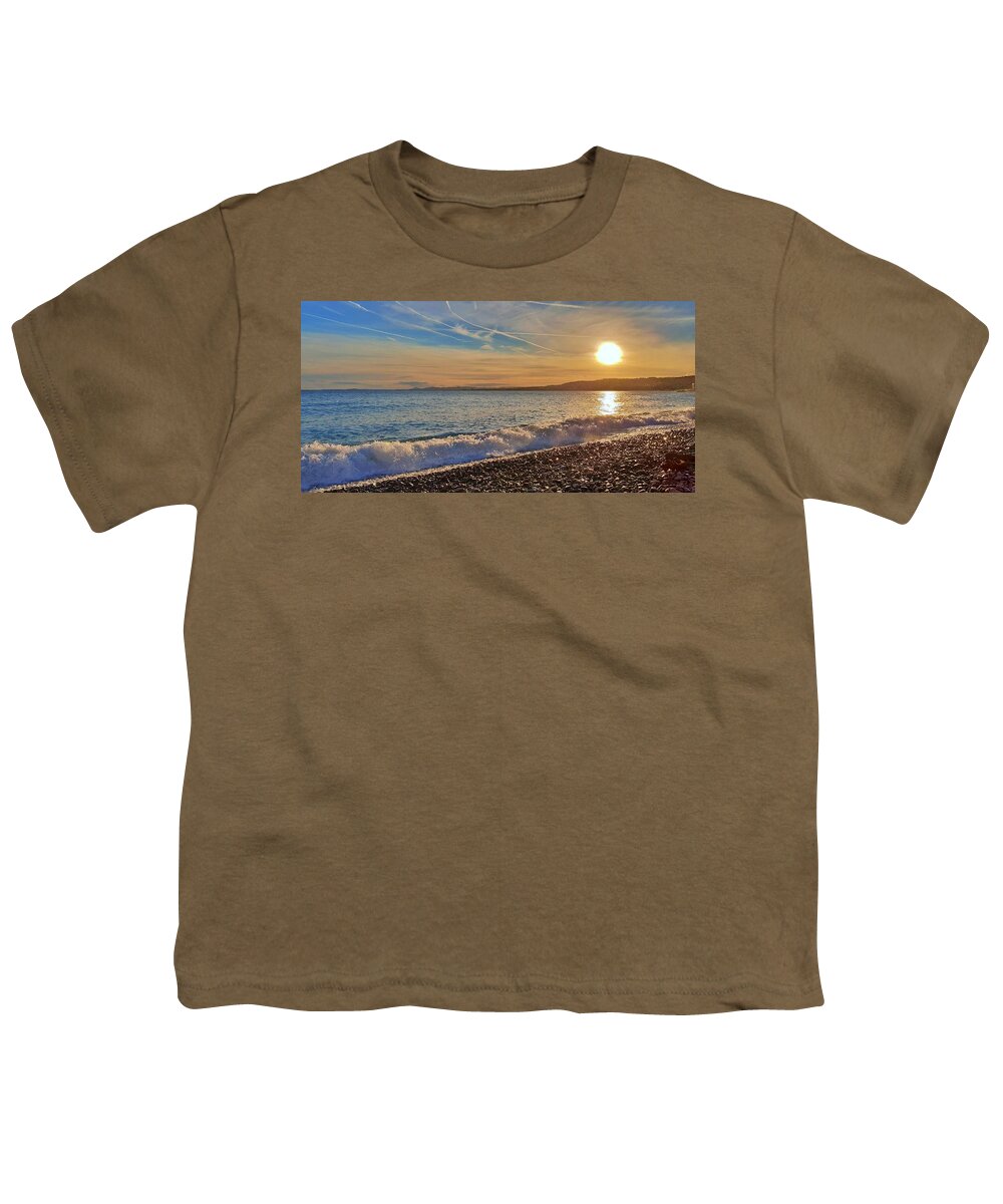 Sunset Youth T-Shirt featuring the photograph Panoramic Pastel Sunset by Andrea Whitaker