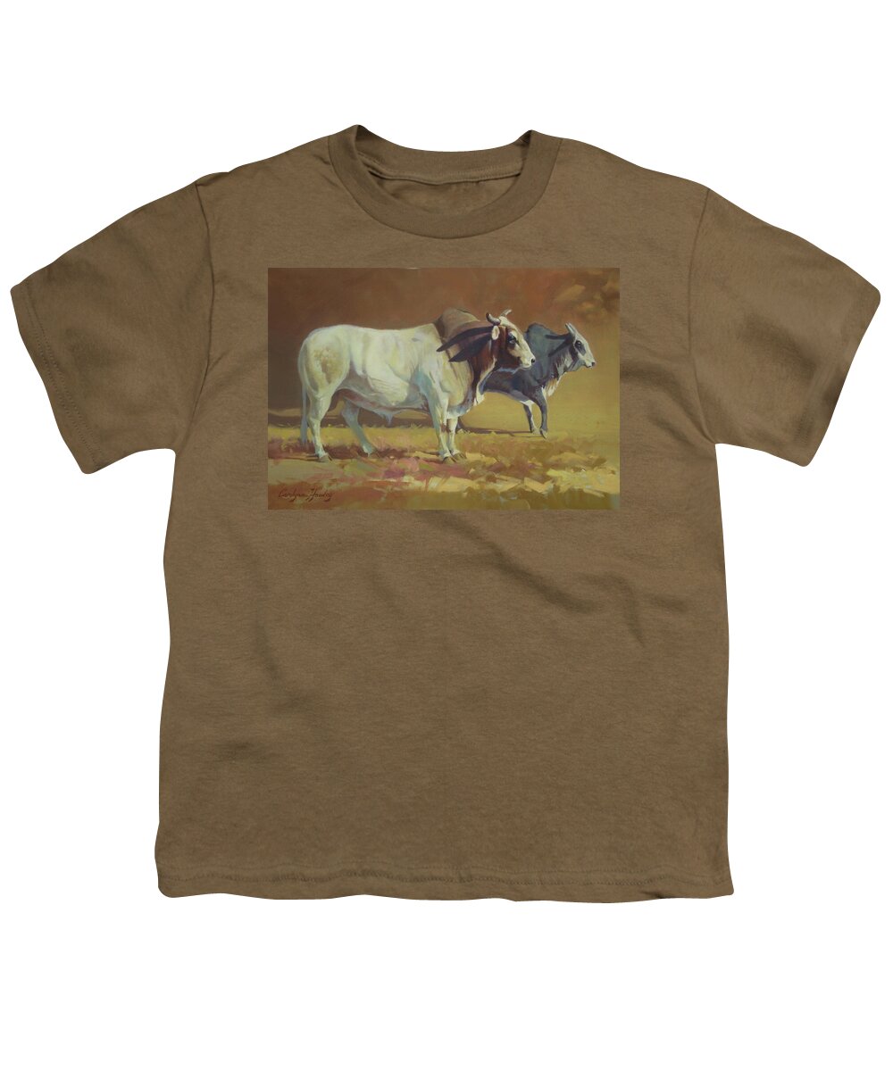Ranch Animals Youth T-Shirt featuring the painting Papa Bull by Carolyne Hawley
