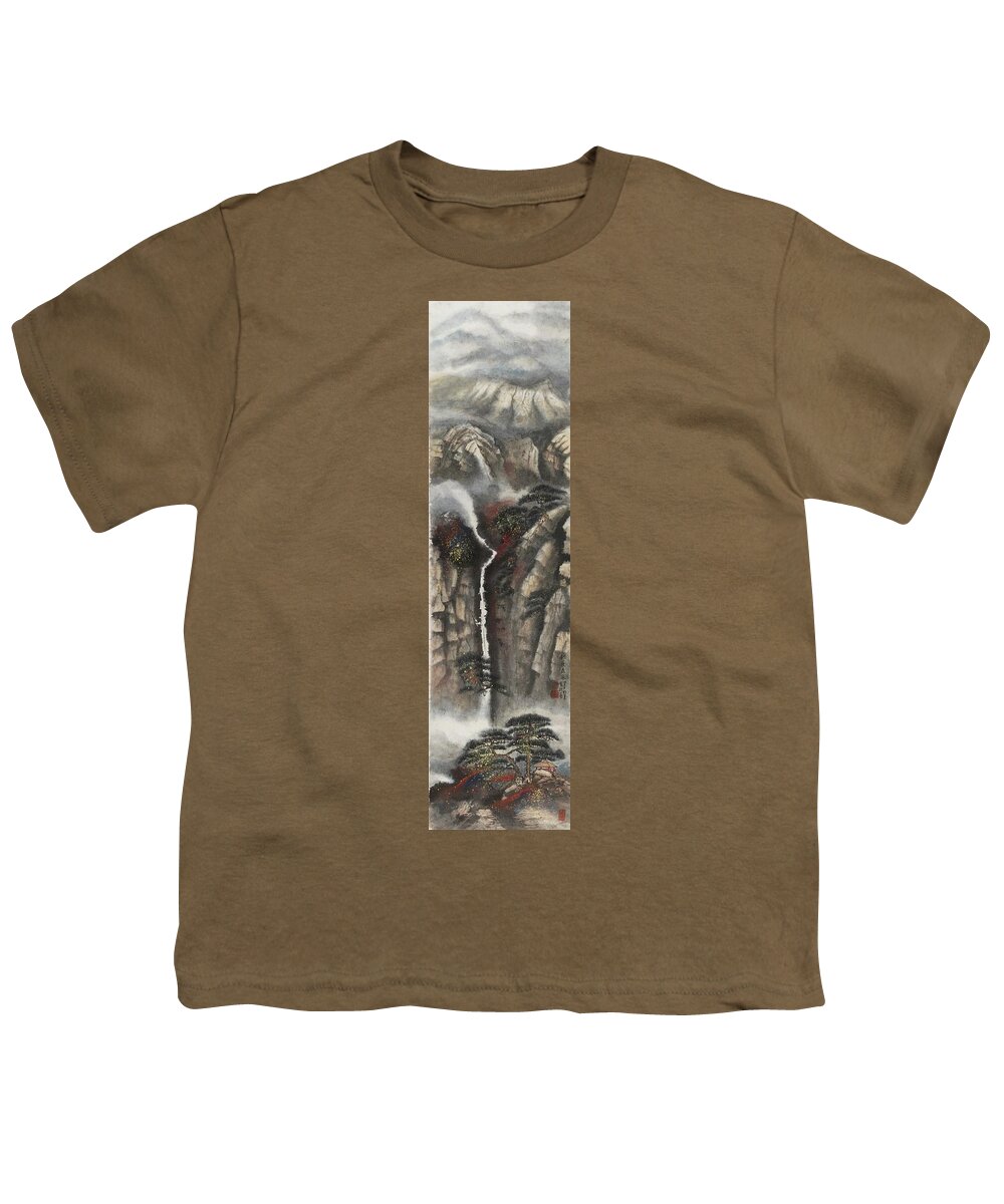 Chinese Watercolor Youth T-Shirt featuring the painting The Four Seasons Version 2 - Autumn by Jenny Sanders