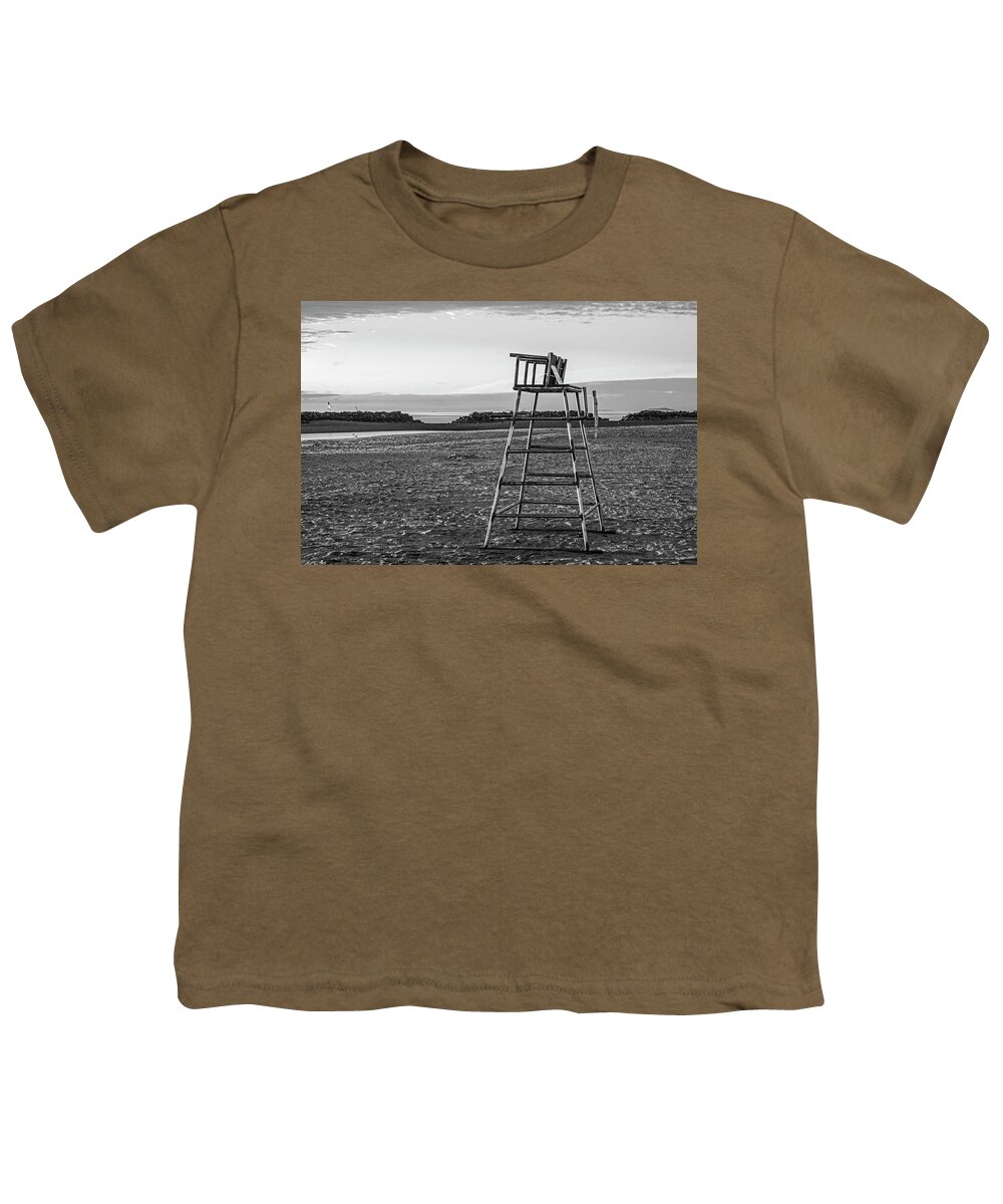 Winthrop Youth T-Shirt featuring the photograph Protecting the Five Sisters Winthrop Beach Winthrop MA Sunrise Black and White by Toby McGuire