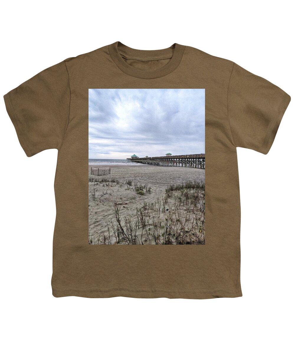 Cloudy Youth T-Shirt featuring the photograph Rainy Beach Day by Portia Olaughlin