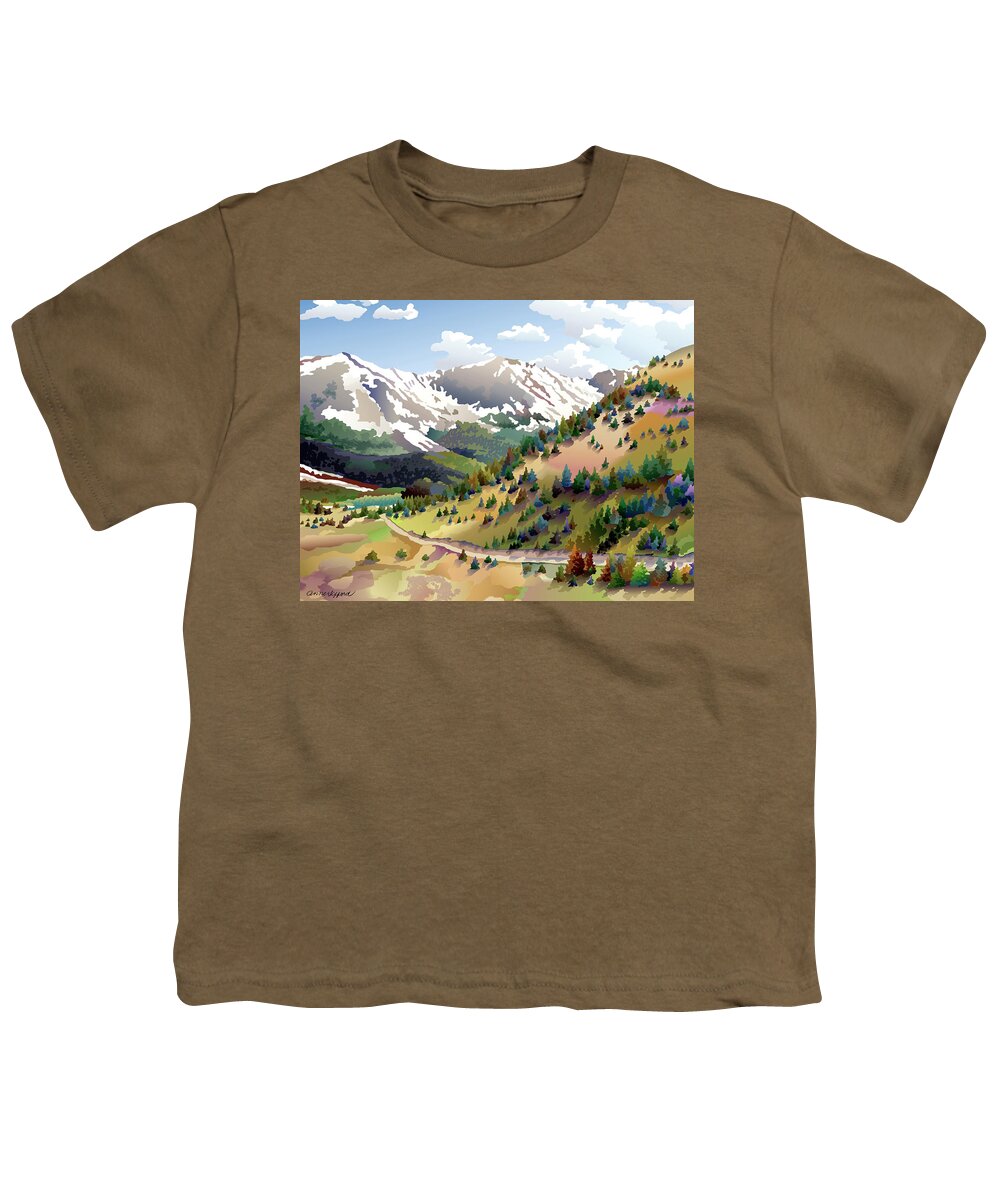 Rocky Mountains Youth T-Shirt featuring the digital art Road to Alma II by Anne Gifford