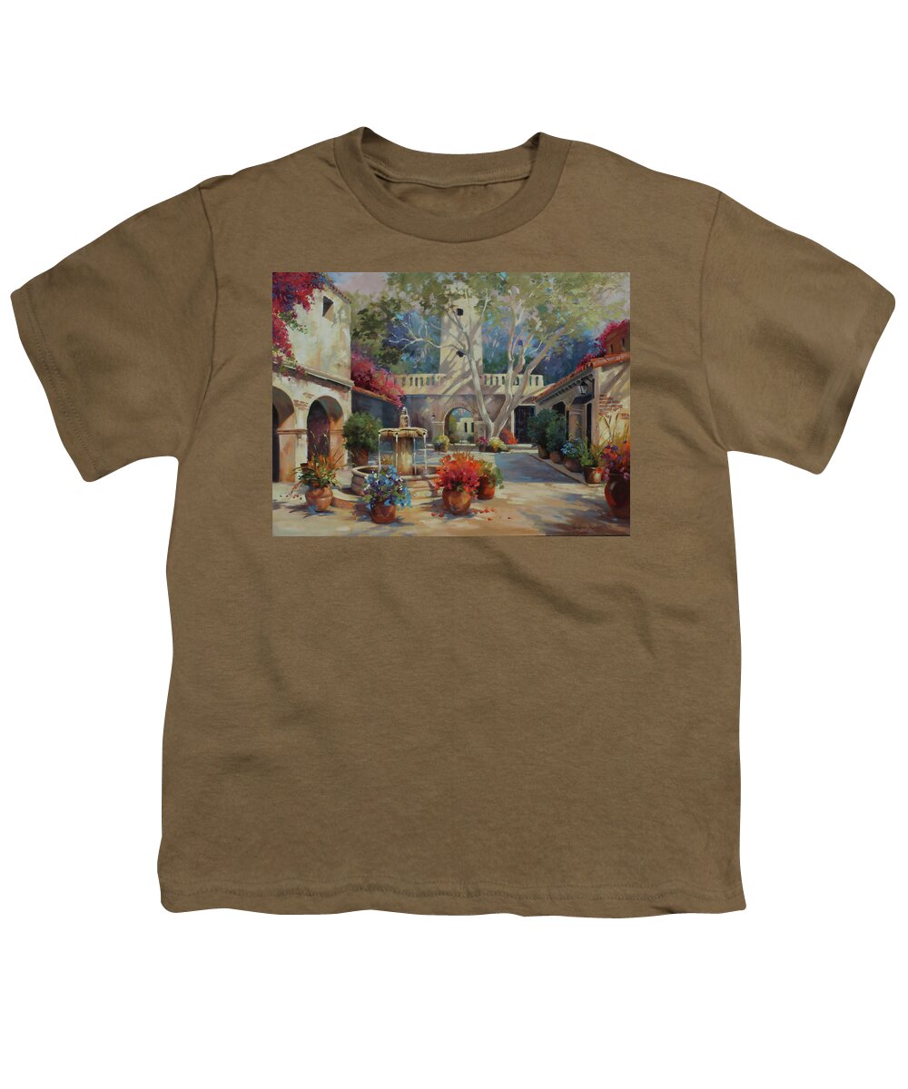 Spanish Architecture Youth T-Shirt featuring the painting Santos Retreat by Carolyne Hawley