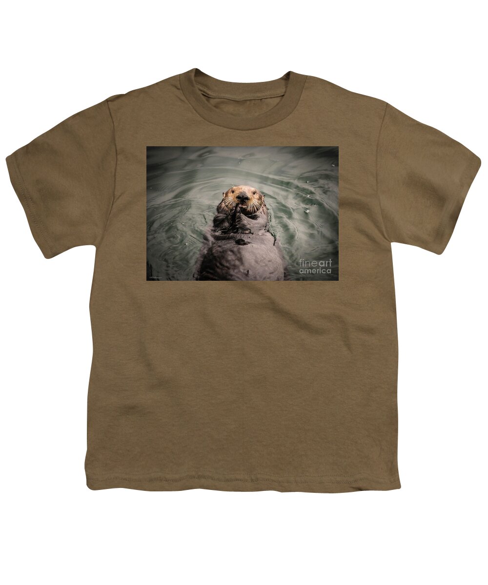 Sea Otter Youth T-Shirt featuring the photograph Sea Otter Monterey Bay II by Veronica Batterson