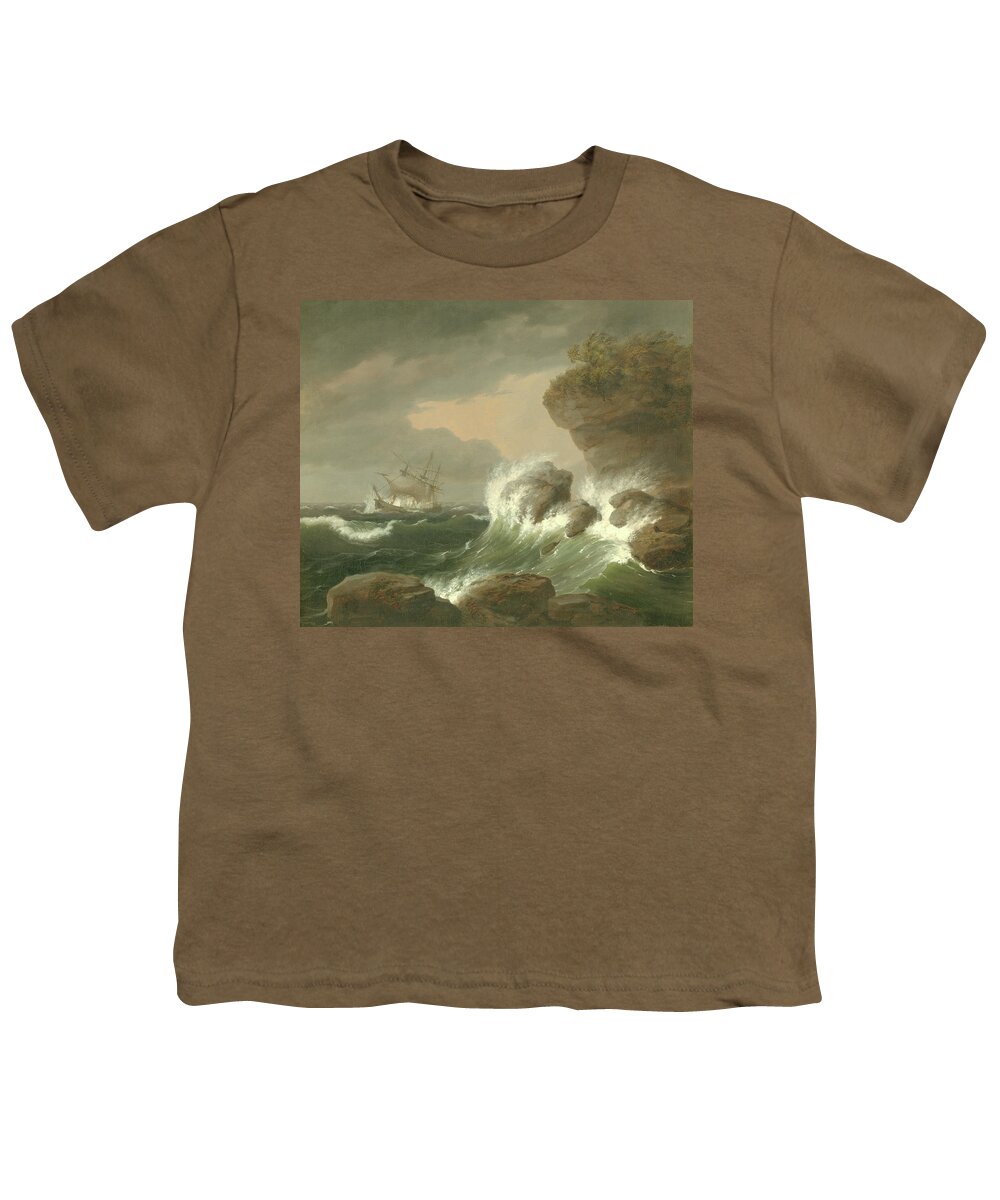 Seascape Youth T-Shirt featuring the painting Seascape, 1835 by Thomas Birch