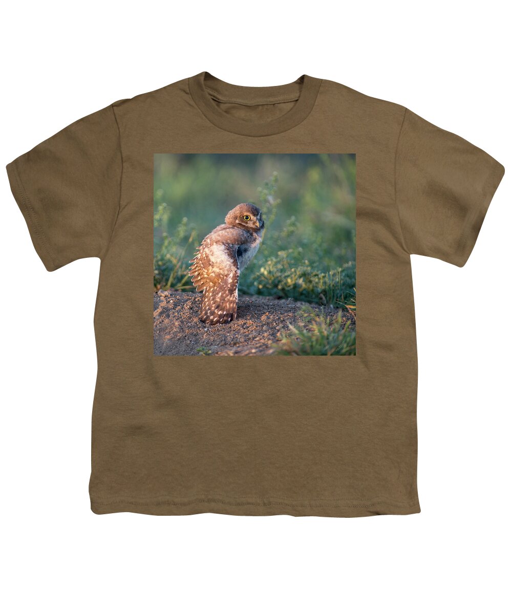 Burrowing Owls Youth T-Shirt featuring the photograph Shy young burrowing owl by Judi Dressler