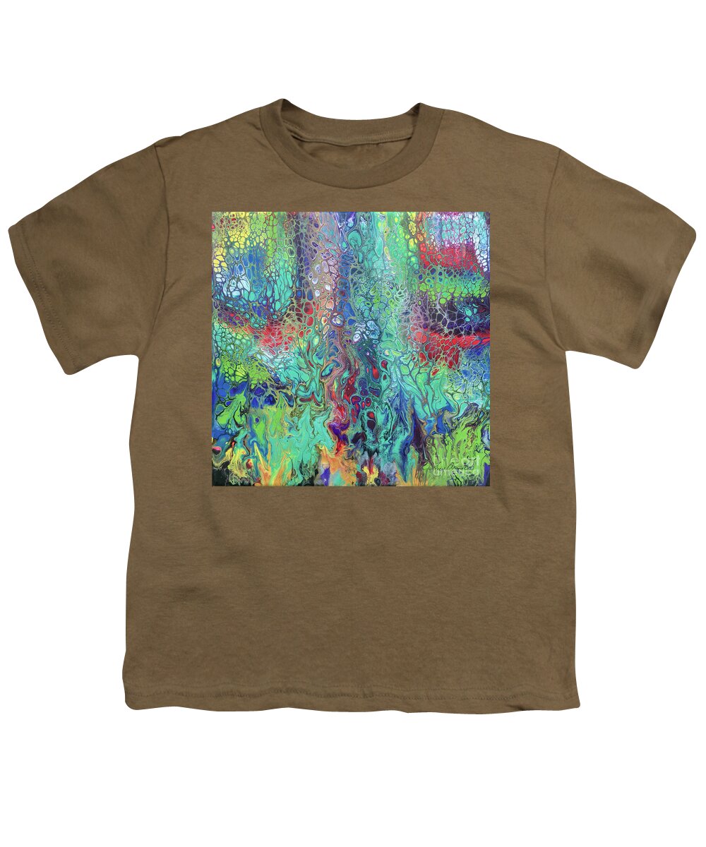 Poured Acrylic Youth T-Shirt featuring the painting Spring Rush by Lucy Arnold