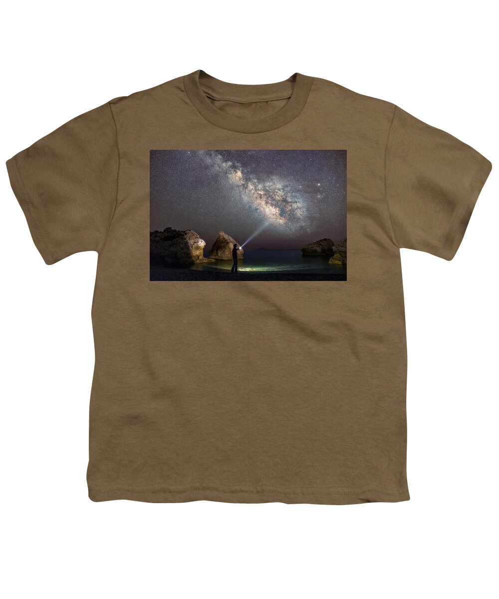 Milky Way Youth T-Shirt featuring the photograph Still A Kid Under The Stars by Elias Pentikis