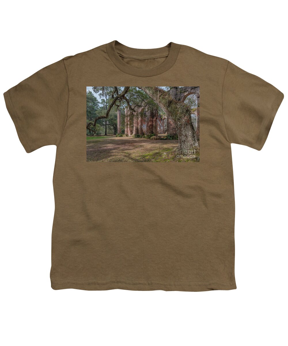 Old Sheldon Church Ruins Youth T-Shirt featuring the photograph Stretching of Time - Old Sheldon Church Ruins by Dale Powell