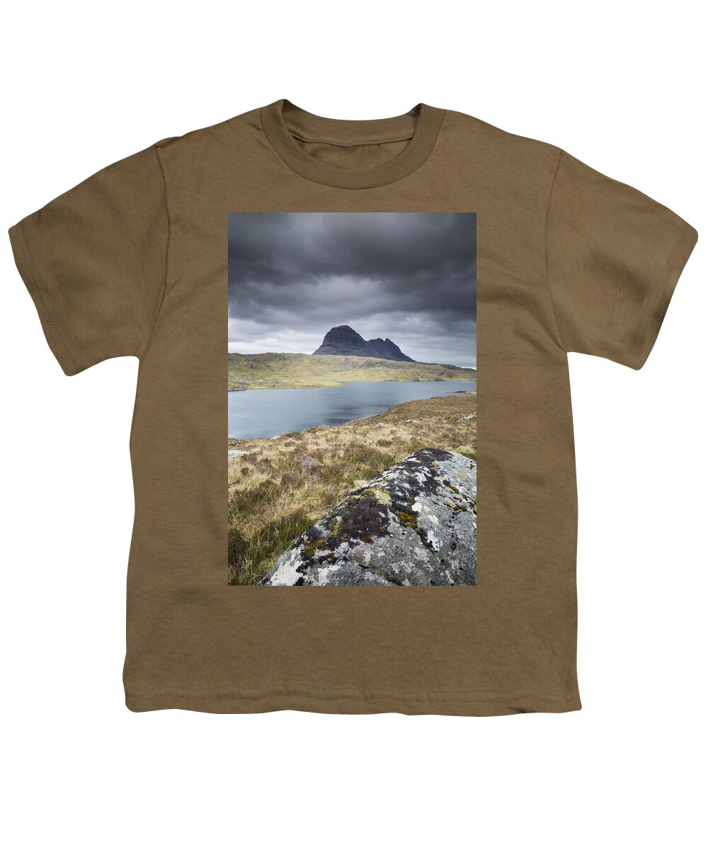 Landscape Youth T-Shirt featuring the photograph Suilven on a stormy day by Anita Nicholson