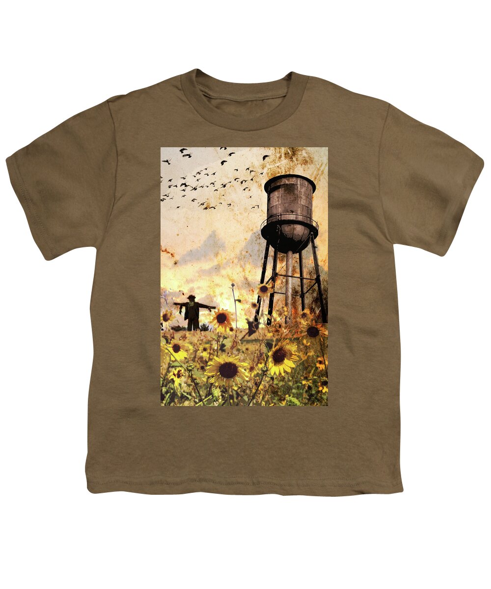 Jason Casteel Youth T-Shirt featuring the digital art Sunflowers At Dusk by Jason Casteel