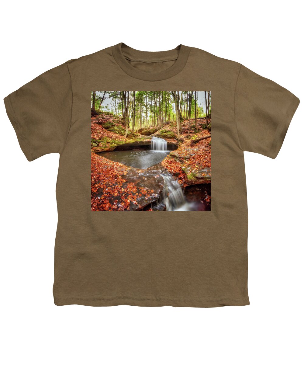 Waterfall Youth T-Shirt featuring the photograph The Cascades at Houghton Falls by Susan Rissi Tregoning