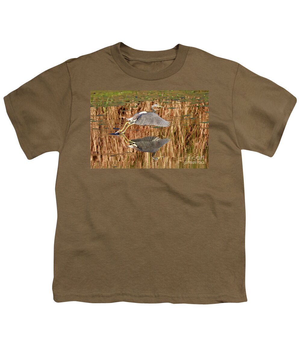 Tricolored Heron Youth T-Shirt featuring the photograph Trip the Light by Carol Groenen