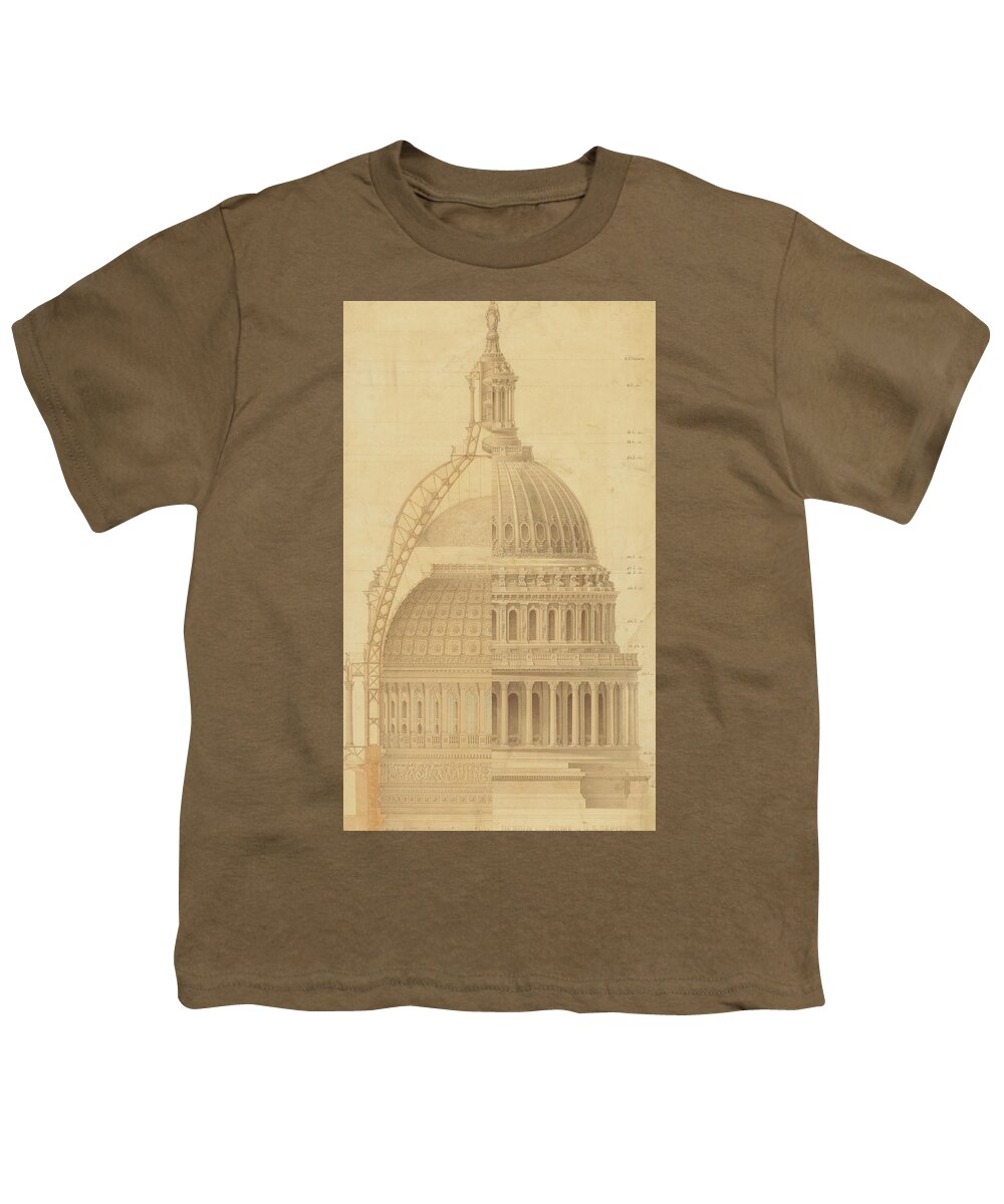 Thomas Ustick Walter Youth T-Shirt featuring the drawing United States Capitol, Section of Dome, 1855 by Thomas Ustick Walter