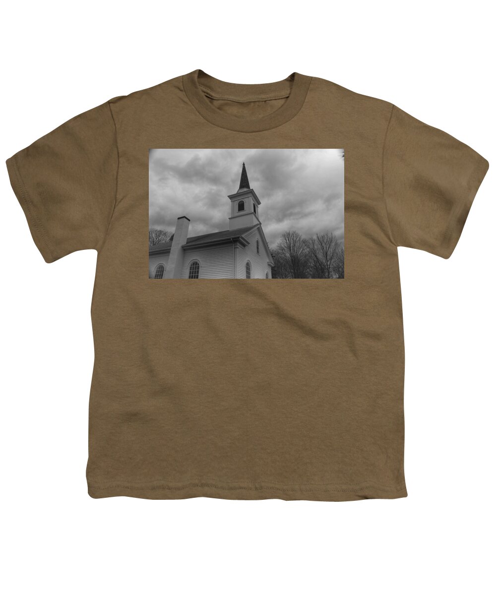 Waterloo Village Youth T-Shirt featuring the photograph Waterloo United Methodist Church - Detail by Christopher Lotito