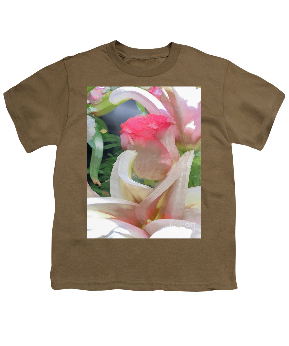 Abstract Youth T-Shirt featuring the photograph White Rose Petal Abstract by Phillip Rubino
