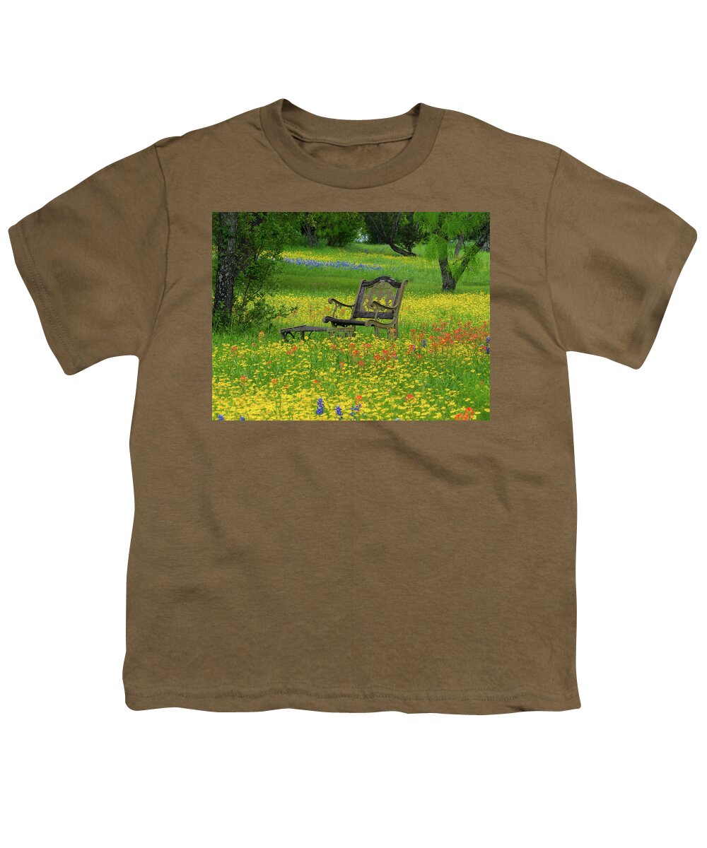Texas Wildflowers Youth T-Shirt featuring the photograph Wildflower Retreat by Johnny Boyd