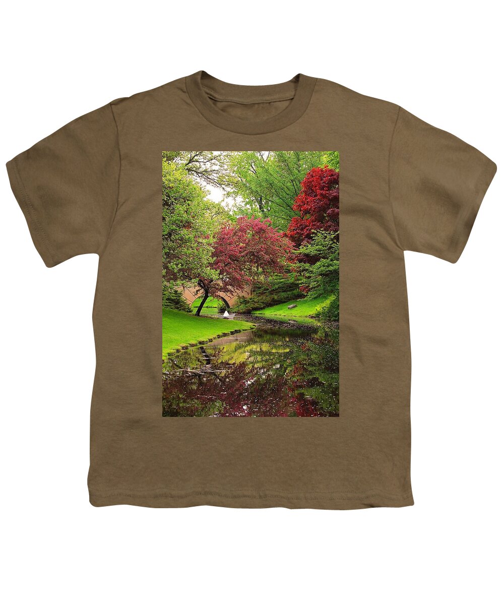 Bridge Youth T-Shirt featuring the photograph Winding Gentle Stream by Tina M Daniels  Whiskey Birch Studios