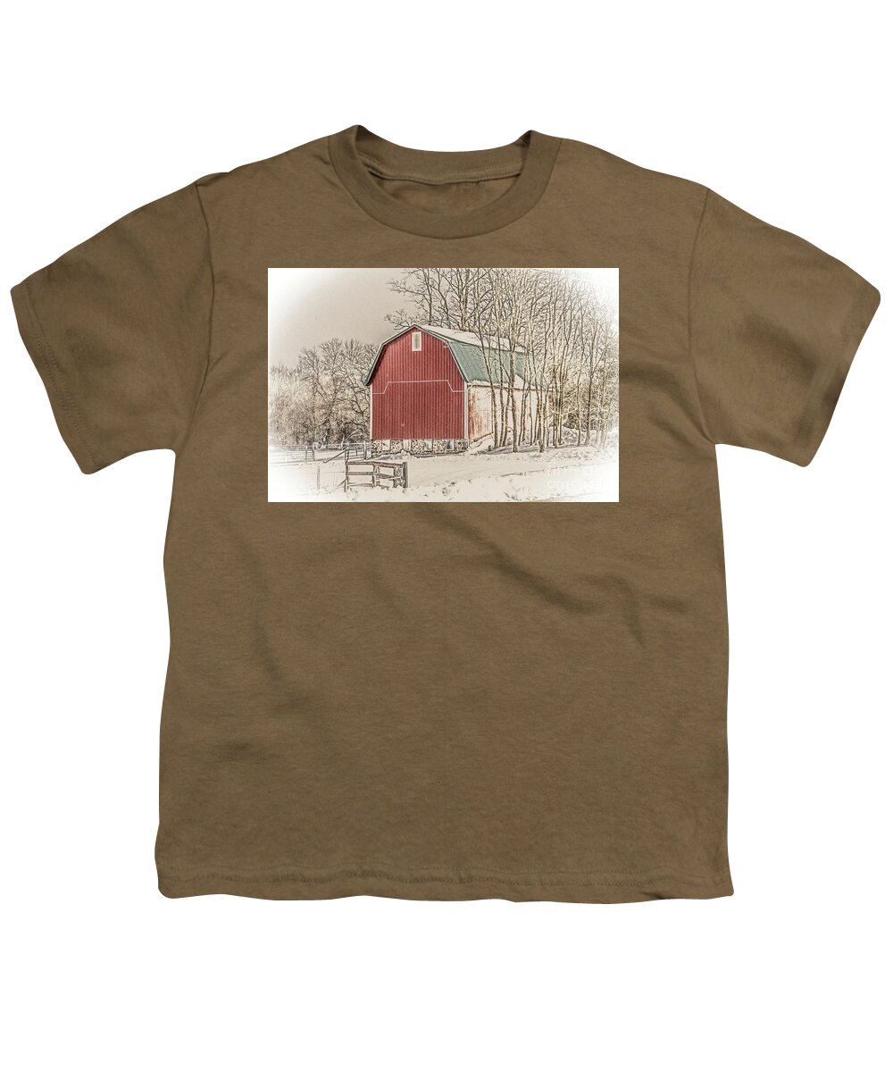 Farm Youth T-Shirt featuring the photograph Winter Barn by William Norton