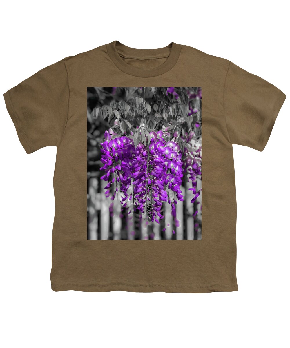 Wisteria Youth T-Shirt featuring the photograph Wisteria Falling by Lora J Wilson