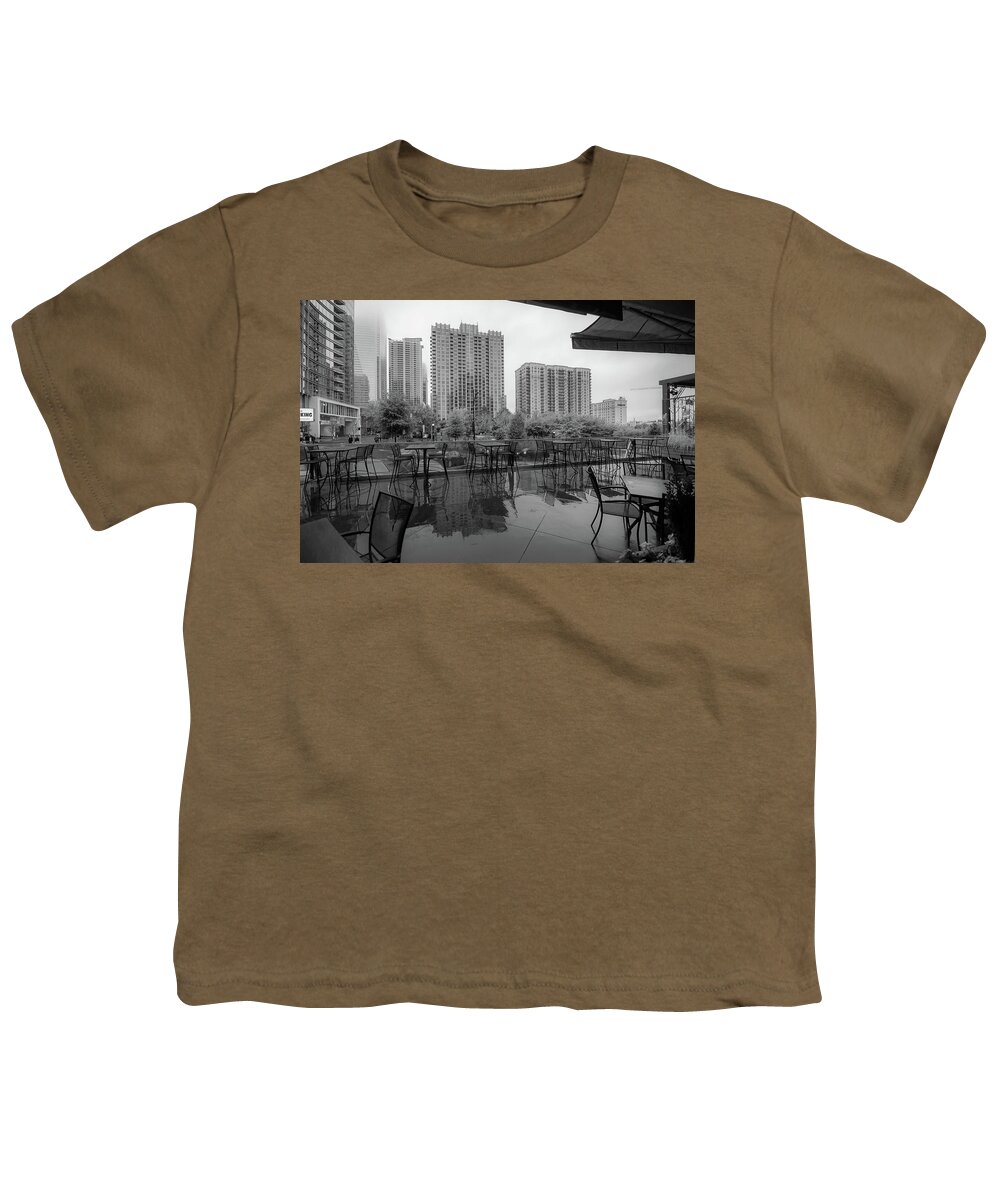 Skyline Youth T-Shirt featuring the photograph Charlotte North Carolina Skyline On A Rainy Day #1 by Alex Grichenko