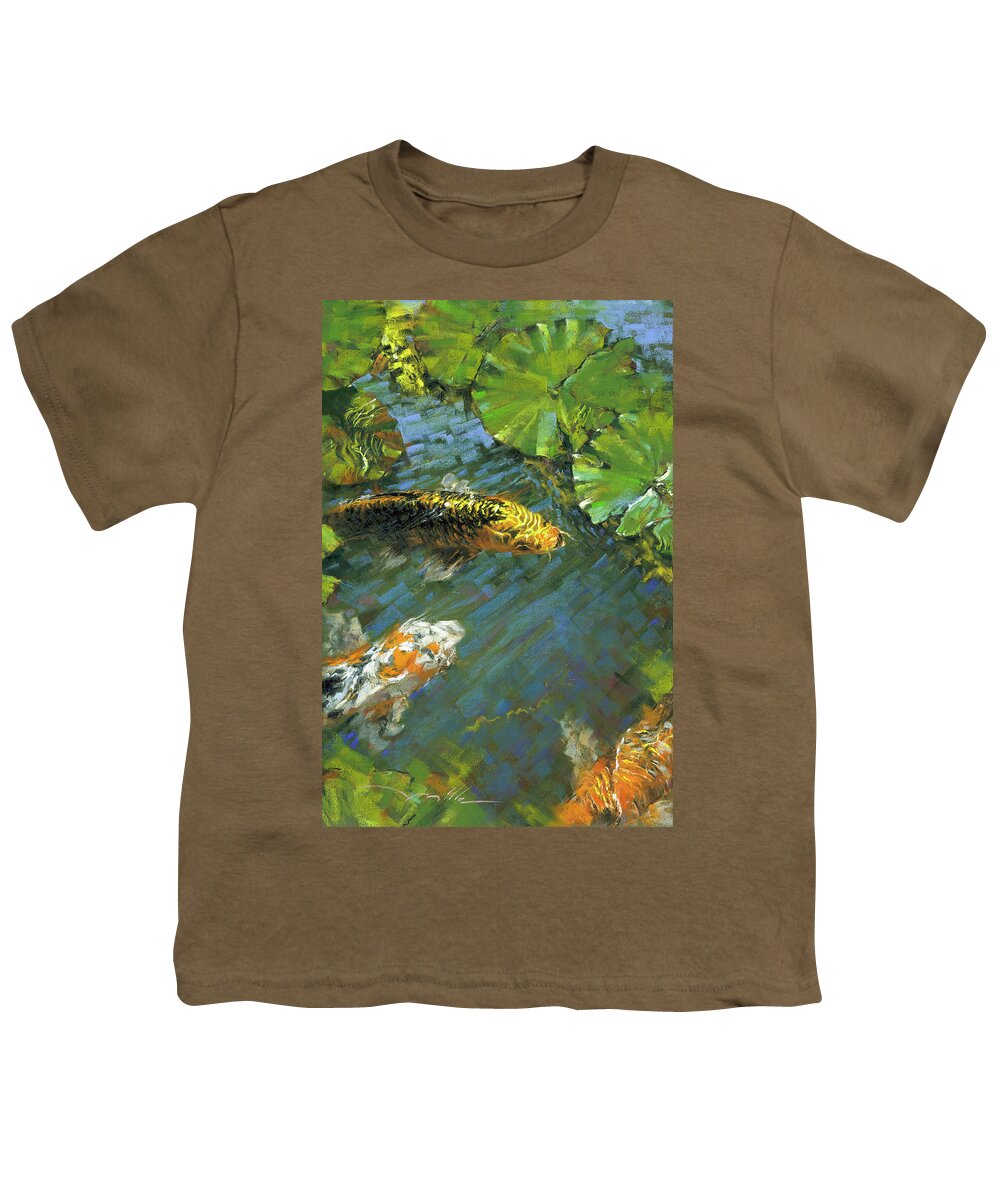 Mark Mille Fine Art Youth T-Shirt featuring the pastel Koi Pond #1 by Mark Mille