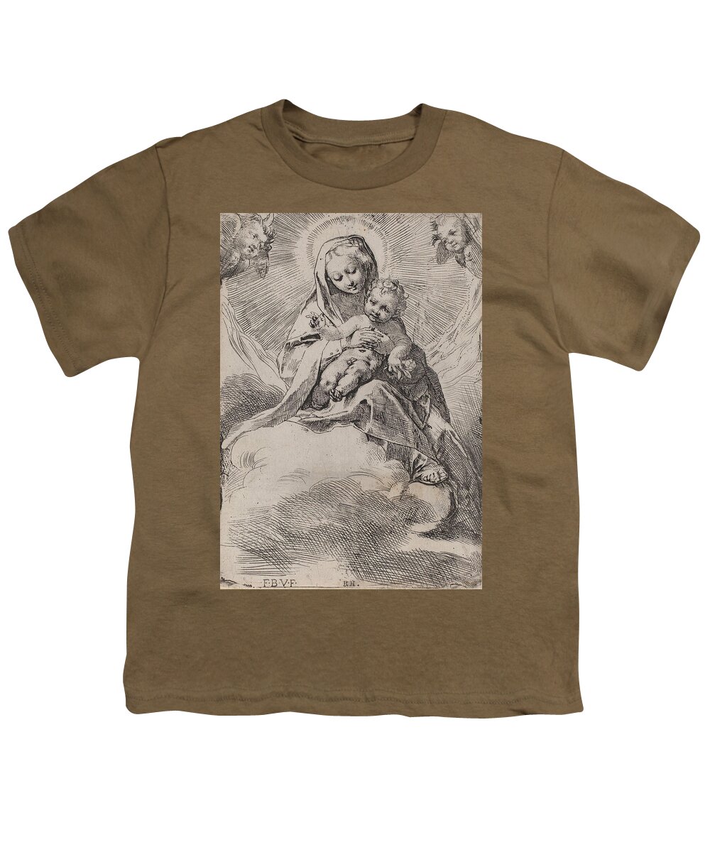 Federico Barocci Youth T-Shirt featuring the drawing Madonna in the Clouds #2 by Federico Barocci