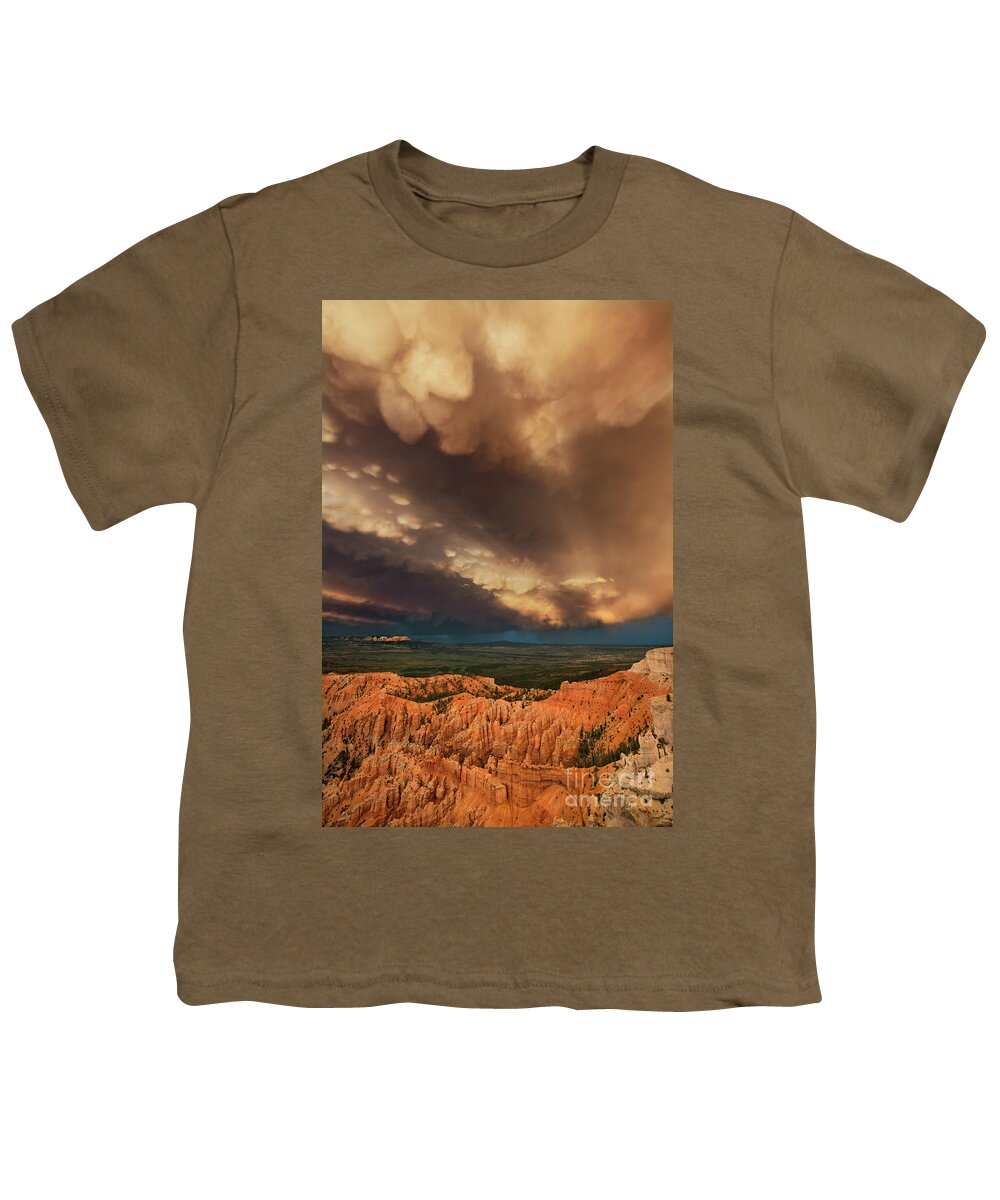 Dave Welling Youth T-Shirt featuring the photograph Mammatus Clouds Bryce Canyon National Park Utah #1 by Dave Welling