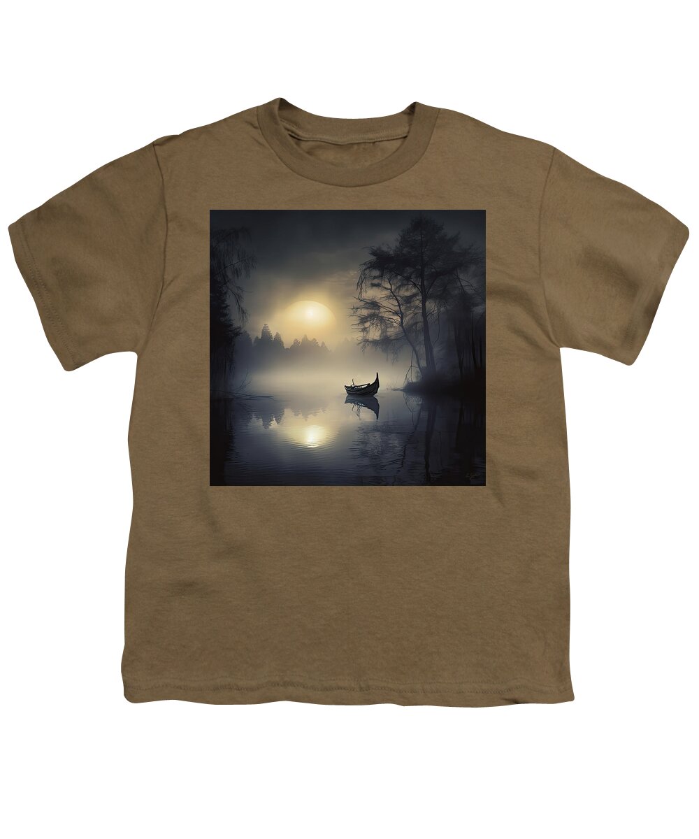 Mystery Art Youth T-Shirt featuring the painting Moonlight Reverie - Dreamy Art #1 by Lourry Legarde