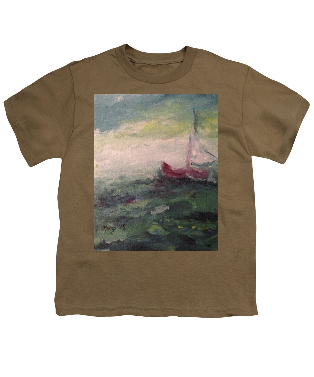 Impressionism Youth T-Shirt featuring the painting Stormy Sailboat by Roxy Rich