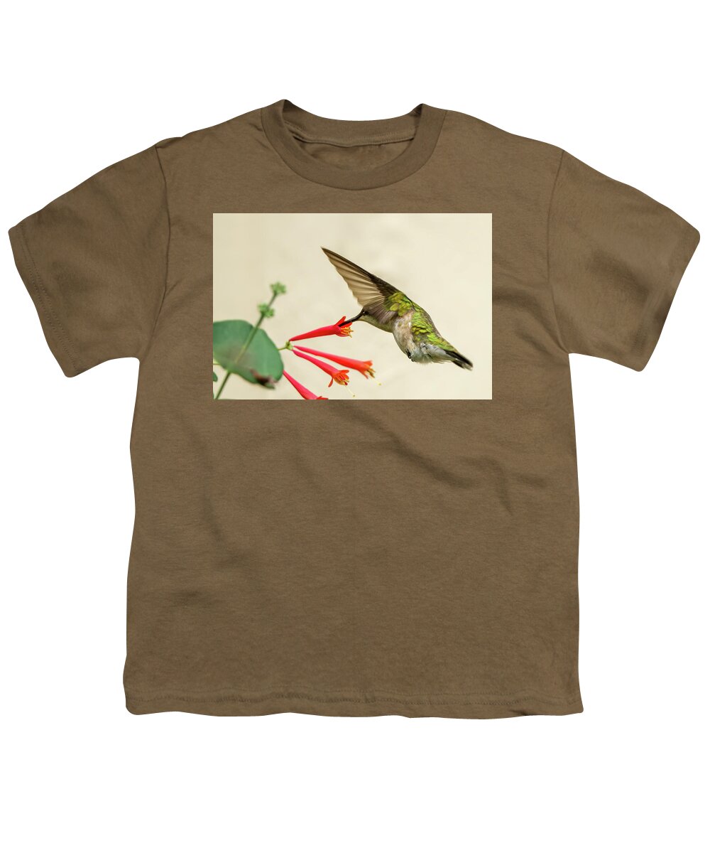 Hummingbird Youth T-Shirt featuring the photograph Ruby throated hummingbird #10 by Jeffrey PERKINS