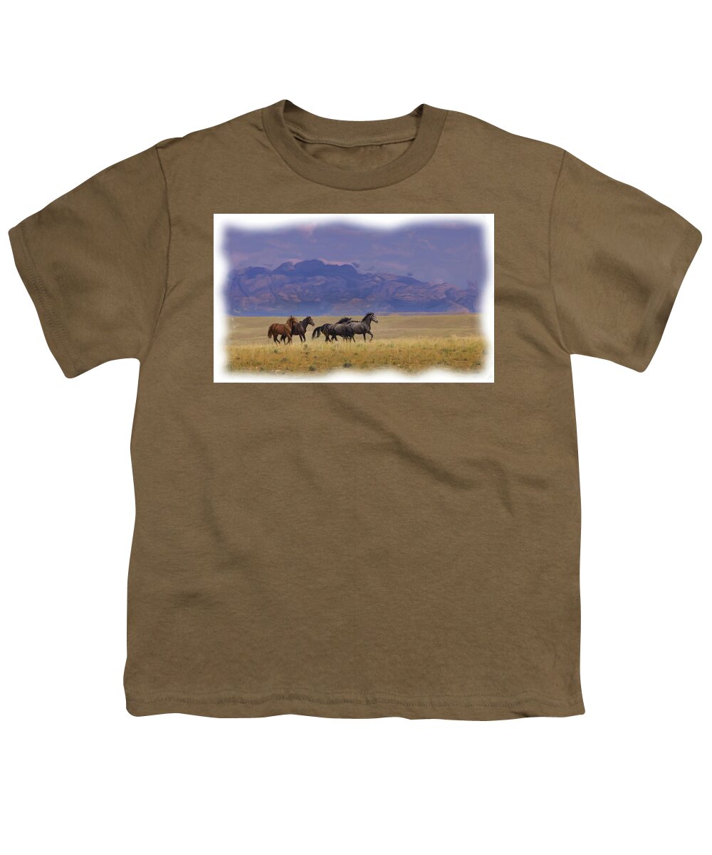 Horse Youth T-Shirt featuring the photograph Wild Horses #13 by Laura Terriere