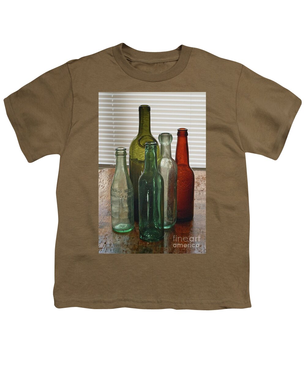 Still Life Youth T-Shirt featuring the photograph Old Glass Bottles #2 by Phil Perkins