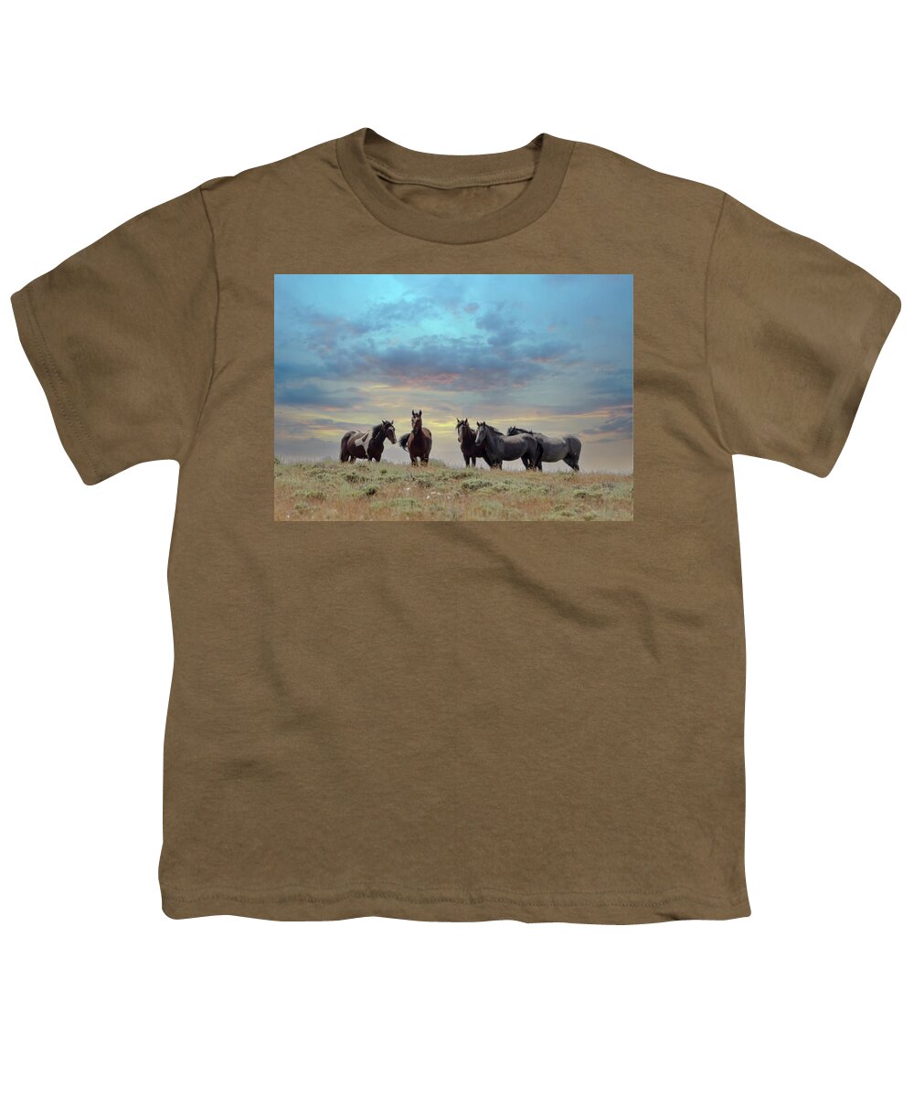 Horse Youth T-Shirt featuring the photograph Wild Horses #21 by Laura Terriere