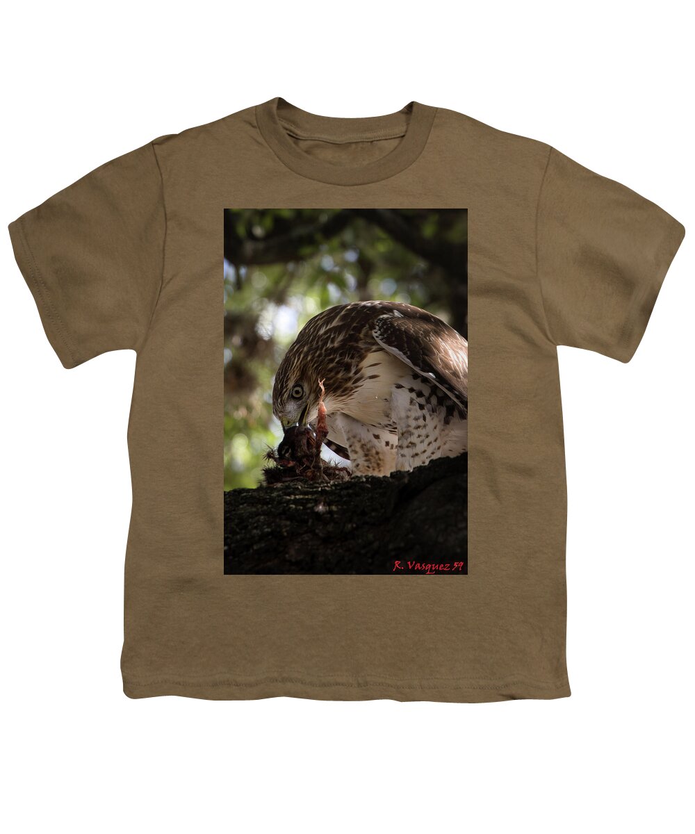 Duck Youth T-Shirt featuring the photograph Red-Tail Hawk With Prey #3 by Rene Vasquez