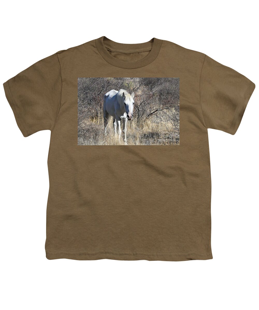 Shadowfax Salt River Wild Horse Youth T-Shirt featuring the digital art Shadowfax #3 by Tammy Keyes