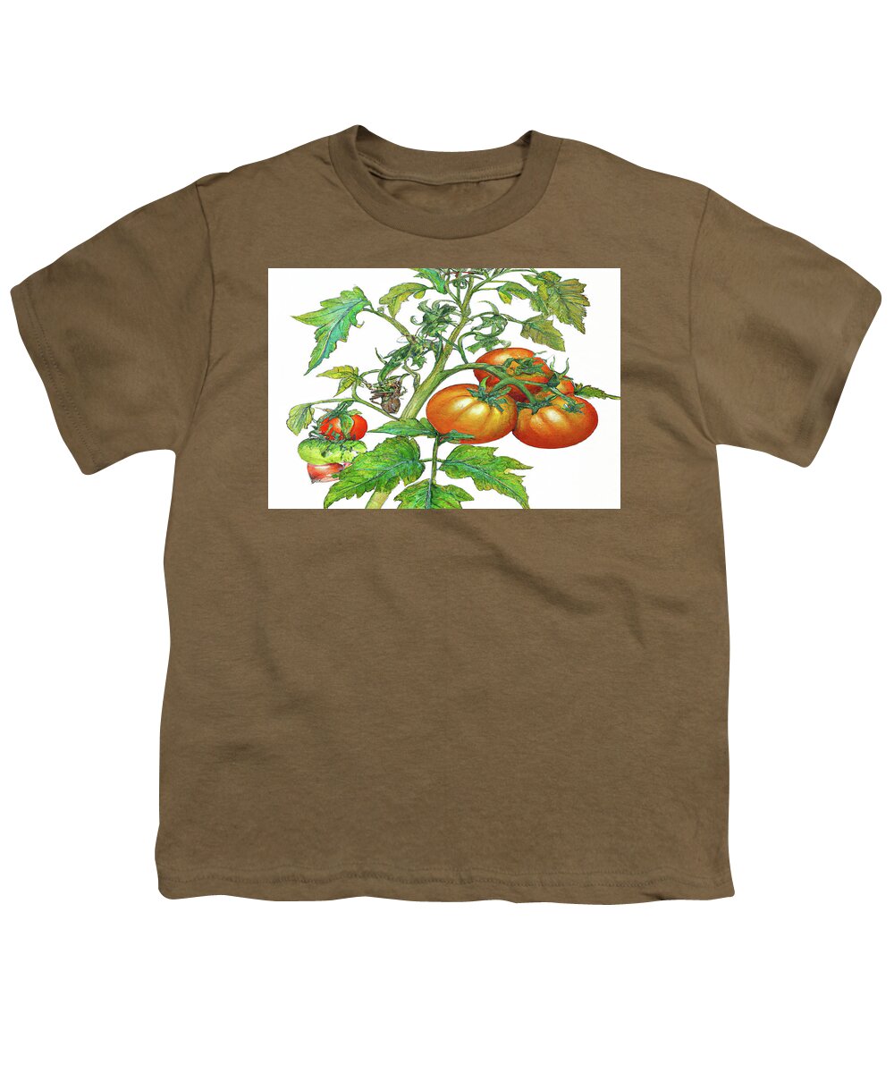 Tomatoes Youth T-Shirt featuring the digital art 3 Tomatoes 3c by Cathy Anderson