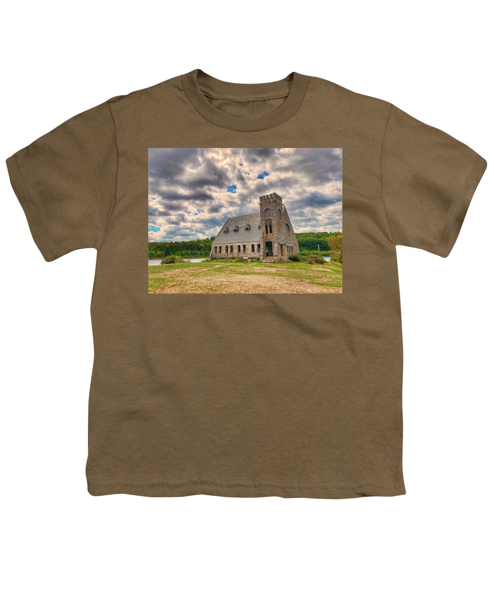 Clouds Youth T-Shirt featuring the photograph Old Stone Church #4 by Monika Salvan