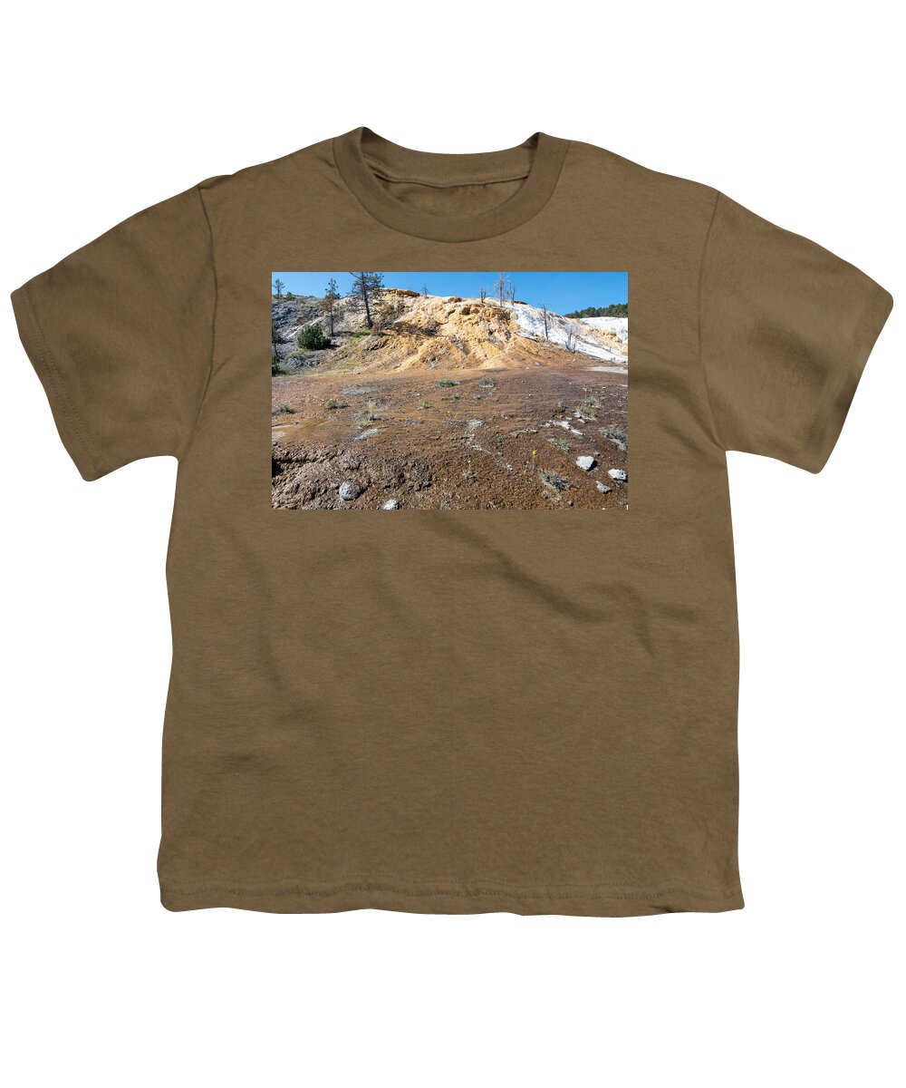 Mineral Youth T-Shirt featuring the photograph Beautiful Scenery At Mammoth Hot Spring In Yellowstone #42 by Alex Grichenko