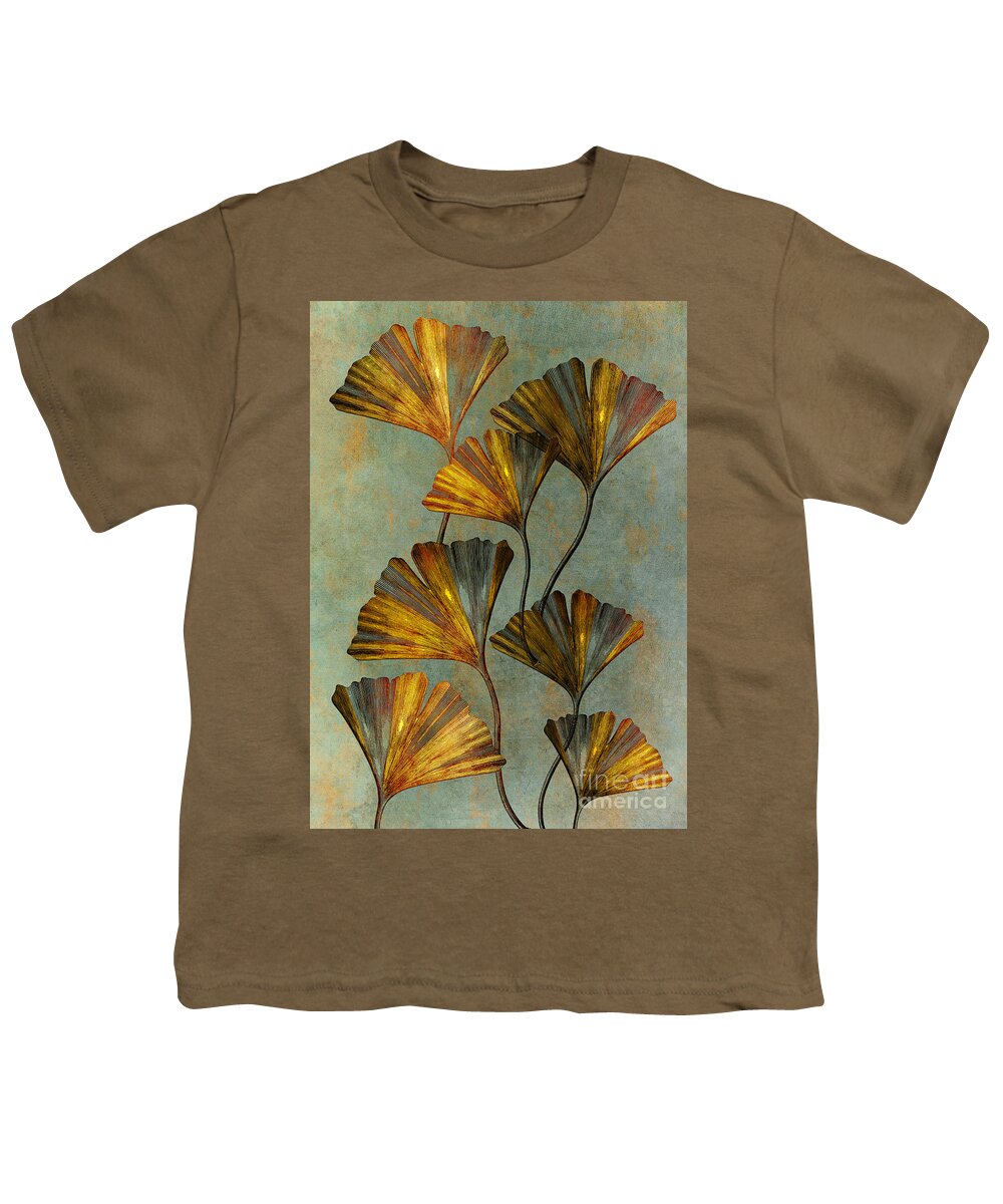 Gingko Youth T-Shirt featuring the mixed media Ginko Floral Decoration #ginko #6 by Justyna Jaszke JBJart