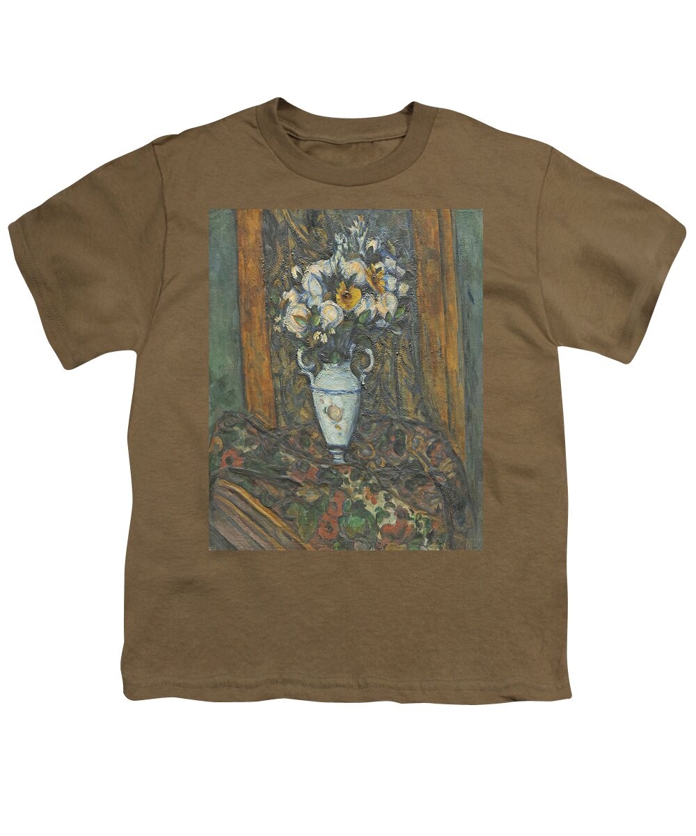Paul Cezanne Youth T-Shirt featuring the painting Vase of Flowers #7 by Paul Cezanne